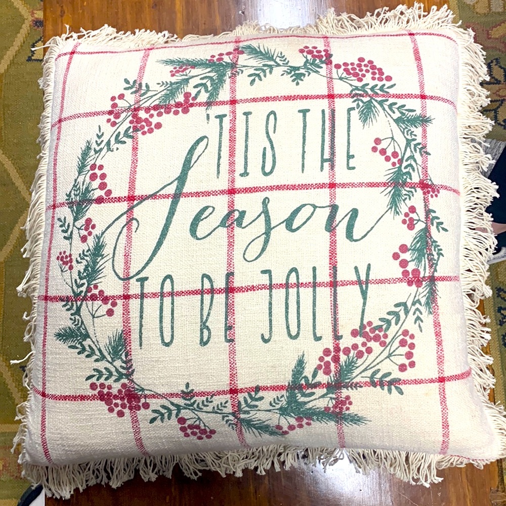 #2 Down Christmas pillows no tags only measurements..lots of pic